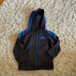 Adidas Kids' Hoodie in Black with Blue Stripes